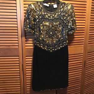 Night Vogue Black Silk Beaded Dress